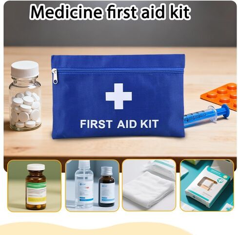 Medicine Bag First Aid Kit Empty Medicine Pouch Pill Pocket Mini Travel First Aid Bag Outdoor Hiking Survival Supplies Portable Blue Small Bags Family Emergency Medical Kit Waterproof Oxford Pouch in Saudi Arabia