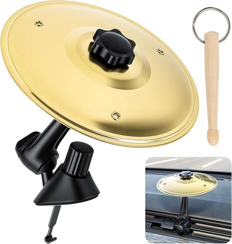 Car Cymbal Air Vent, Car Drum Set with Mini Drum Stick, Car Symbol Drum Air Vent, Gifts for Music Lovers, Suitable for Most Vehicles, Gold in Kuwait