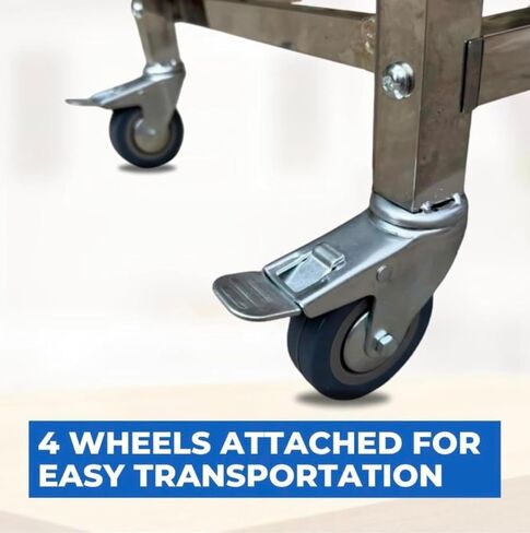 عربة هوت دوج | عربة من الفولاذ المقاوم للصدأ مع شواية ألومنيوم مقاس 20 بوصة | تعمل بالبروبان أو البيوتان | 4 عجلات محمولة | عربة طعام الشارع لتقديم الطعام والبيع | Carrito Hot Dogs | غطاء خارجي متضمن in Kuwait