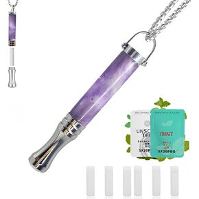 قلادة التنفس مع قلب قطن النعناع، ​​الإقلاع عن التدخين والمساعدة في التبخير لتخفيف التوتر والتأمل والاسترخاء والقلق، أداة تهدئة مدروسة خالية من التنفس، التبديل الطبيعي من العادات السيئة (أرجواني) in Kuwait