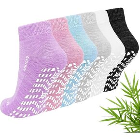 جوارب CaiDieNu غير قابلة للانزلاق للنساء: جوارب مضادة للانزلاق لمرضى السكري في المستشفى مع قبضة لكبار السن والحوامل، 6 أزواج in Kuwait