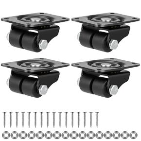 Finnhomy 1 Inch Caster Wheels Set of 4 Heavy Duty Low Profile Plate Swivel Casters Premium Solid Nylon Double Wheels 1,100 Lbs Anti-wear Furniture Casters Extra-Wide Smooth for Bed Workbench Black in Kuwait