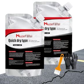 حشو شقوق الأسفلت، مانع تسرب شقوق الأسفلت ذاتي التسوية، مانع تسرب إصلاح الممر، حشو المفاصل الخرسانية للألواح، السطح الأسود، الممر، الممشى، الطريق، الفناء (6 عبوات، أسود) in Kuwait