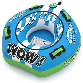 Zeraty Towable Tube for Boating 1-2 Riders, Heavy Duty Inflatable PVC Water Tube with 420D Nylon Cover & Reinforced Handles, Stable Deck Tube for Lake Ocean River, Towable for Water Sports Kids Adults in Kuwait