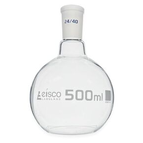 Eisco Labs - 500 mL Flat Bottom Boiling Flask with 24/40 Ground Joint, Borosilicate Glass, Ideal for Organic Chemistry, Heating, Distillation, Reflux, Extractions & Solution Prep in Laboratories in Kuwait