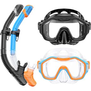 Snorkeling Gear for Adults Kids, Dry-Top Snorkel Set, 180°Panoramic Wide View Diving Mask Breathing Freely Snorkel Mask for Snorkeling Scuba Diving Swimming Travel in Saudi Arabia