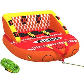 3-Person Deck Towable Tubes for Boating with Winged Side Bolsters and Towable Rope, Padded Bolster Guard Handles & Quick-Connect Tow Point in Kuwait