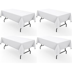 Pureegg Rectangle Table Cloth 60" x 102" – Durable Polyester Tablecloth Offers Reusable & Washable Protection, Ideal for Outdoor Party, Picnic, Wedding, Banquet and Birthday, 2 Pack, White in Kuwait