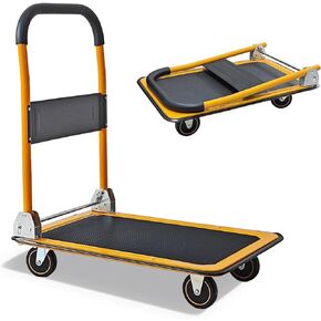 Foldable Push Cart Dolly - 330lb Capacity Moving Cart, Heavy Duty Platform Truck with 360 Degree Swivel Wheels & Easy Storage in Kuwait