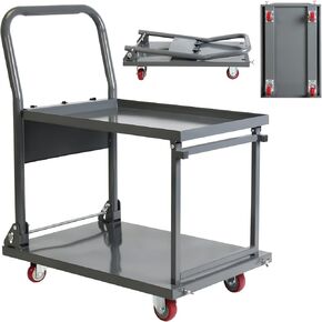 عربة دفع شديدة التحمل، عربة قابلة للطي بعجلات بوزن 800 رطل، عربة قابلة للطي بطبقتين، شاحنة مسطحة قابلة للطي لمستودع المرآب، عربة مسطحة بطول 28.8 بوصة × عرض 18.5 بوصة in Kuwait