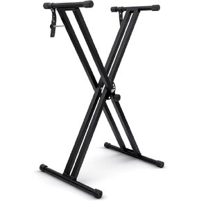 Easily Assembled Keyboard Stand,Heavy-Duty Double-X Piano Stand,Adjustable, Foldable, Portable Keyboard Music Stand with Locking Straps, Black in Kuwait