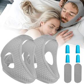 Chin Strap for Sleeping User, Anti Snore Chin Strap to Keep Mouth Closed, Airflow Jaw Strap for Sleep Anti Snoring Chin Straps for Men Women Stop Snoring Strap with Earplugs (2pack) in Kuwait