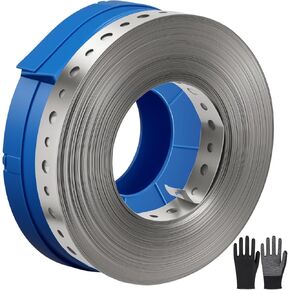 Galvanized Metal Strap 3/4" x 100 FT, Heavy Duty Metal Hanger Strapping with Holes for Plumbing, HVAC & Construction | Includes Storage Case & Work Gloves in Saudi Arabia