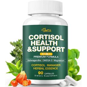 Cortisol Supplements for Women & Men, Cortisol Reducer with Magnesium, Ashwagandha & L-Theanine, Cortisol Manager for Sleep Support & Stress Relief, Cortisol Detox, Lower and Control 90 Capsules in Kuwait