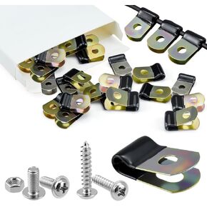 30 قطعة من مشابك خط الفرامل مقاس 3/16 بوصة مع براغي، مشابك كابلات معدنية مطلية بالزنك من الفولاذ الكربوني لملحقات السيارات وخطوط الفرامل ومشبك الأسلاك العامة in Kuwait