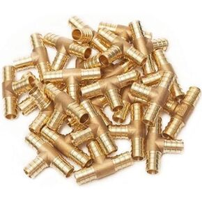 VENTRAL PEX Fittings, 10 3/4 x 3/4 x 3/4 Inch PEX Barbed Tee Connector Fitting Crimp Brass for PEX Pipe Tubing, No Lead in Kuwait