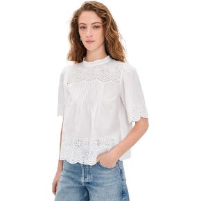 Madewell Women's Embroidered Pintuck High-Neck Top in Kuwait
