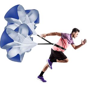 حزمة تدريب سرعة المظلة للجري مكونة من 2 مقاومة للسرعة مقاس 56 بوصة، شلال سرعة المظلة للتدريب السريع على كرة القدم وكرة السلة وتدريب البالغين والشباب والأطفال (أزرق) in Kuwait