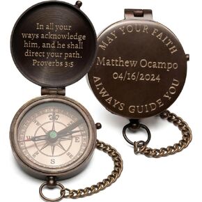 هدايا تأكيد شخصية للأولاد - بوصلة مسيحية منقوشة مخصصة للابن أو الحفيد أو الابن - هدية تذكارية دينية للمناولة الأولى in Kuwait