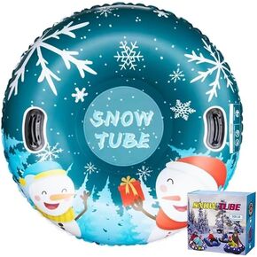Snow Tube, 47 Inch PVC Hardy Inflatable Sleigh, Thickened Hard Bottom for Adults and Children Ski Circle, Winter Toy Outdoor Sleigh Snow Tube Sports (Chrisman 47in) in Saudi Arabia
