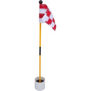 Golf Checkered Flagpole Set with Red-White Lawn Flags Portable Golf Training Aid Kit for Indoor and Outdoor Practice for Accuracy Enhancement in Kuwait