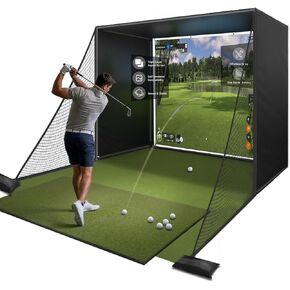 شبكة ضميمة محاكي الجولف، طقم شبكة جولف سيم مقاس 10 × 8 قدم مع شاشة تأثير ثلاثية الطبقات ممتازة، وأنابيب إطار مبطنة من الإسفنج، وشبكة حاجز جانبي وقماش مقاوم للضوء، ومعدات ممارسة المرآب الداخلي in Kuwait