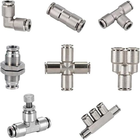 Air Hose Quick Connect Adapter, 1PCS Stainless Steel Pneumatic Fitting Pipe Connector Tube Air Quick Water Push In 4-10mm(PM,6MM) in Saudi Arabia