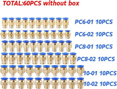 Air Hose Quick Connect Adapter, 60pcs Boxed PC6 -PC10-02 Air Joint Connectors Tube Fittings Push in Quick Release Couplings in Saudi Arabia