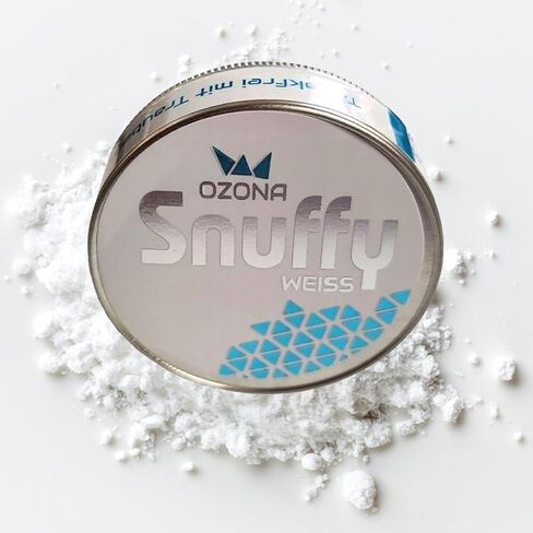 Ozona Snuffy Weiss من Pöschl - سكر العنب والمنثول العشبي، انفجار منعش من النعناع مع لمسة من الفاكهة، خالي من النيكوتين والمواد المضافة، 6 جم (مفرد) in Saudi Arabia