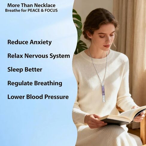 قلادة التنفس مع قلب قطن النعناع، ​​الإقلاع عن التدخين والمساعدة في التبخير لتخفيف التوتر والتأمل والاسترخاء والقلق، أداة تهدئة مدروسة خالية من التنفس، التبديل الطبيعي من العادات السيئة (أرجواني) in Kuwait