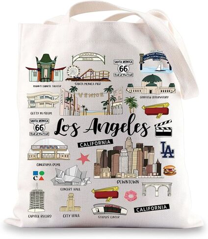 BWWKTOP Los Angeles Canvas Tote Bag Los Angeles Souvenirs Gifts Los Angeles Shopping Bag Los Angeles Vacation Gifts in Saudi Arabia