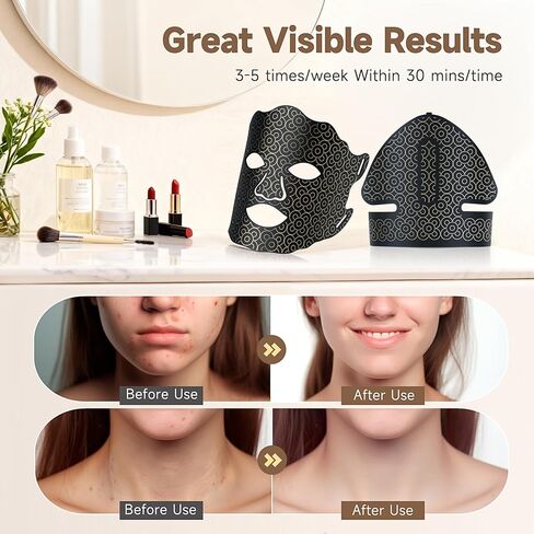 العلاج بالضوء الأحمر للوجه والرقبة، قناع العلاج بالضوء LED بـ 7 ألوان، قناع الضوء الأحمر القابل لإعادة الشحن بقدرة 2600 مللي أمبير في الساعة للعناية بالبشرة، مع سطوع ومؤقت قابلين للتعديل، مناسب للاستخدام في المنزل أو أثناء السفر in Kuwait