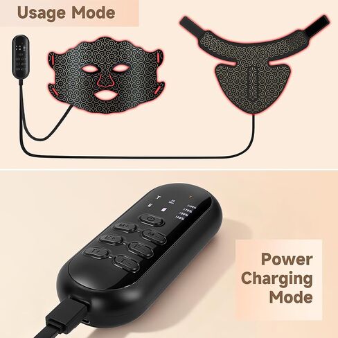 العلاج بالضوء الأحمر للوجه والرقبة، قناع العلاج بالضوء LED بـ 7 ألوان، قناع الضوء الأحمر القابل لإعادة الشحن بقدرة 2600 مللي أمبير في الساعة للعناية بالبشرة، مع سطوع ومؤقت قابلين للتعديل، مناسب للاستخدام في المنزل أو أثناء السفر in Kuwait