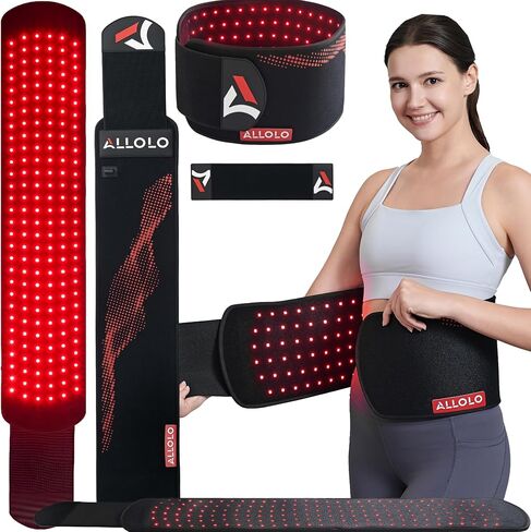 ALLOLO Red Light Therapy Belt, 39"*7.7" Large Area with 180pcs 3-in-1 LEDs 660nm & 850nm Infrared Red Light Therapy for Body, Adjustable & Portable Therapy Wrap for Shoulder Waist Belly Joint(Corded) in Saudi Arabia