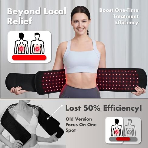 ALLOLO Red Light Therapy Belt, 39"*7.7" Large Area with 180pcs 3-in-1 LEDs 660nm & 850nm Infrared Red Light Therapy for Body, Adjustable & Portable Therapy Wrap for Shoulder Waist Belly Joint(Corded) in Saudi Arabia