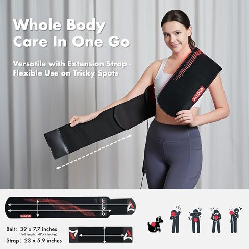 ALLOLO Red Light Therapy Belt, 39"*7.7" Large Area with 180pcs 3-in-1 LEDs 660nm & 850nm Infrared Red Light Therapy for Body, Adjustable & Portable Therapy Wrap for Shoulder Waist Belly Joint(Corded) in Saudi Arabia