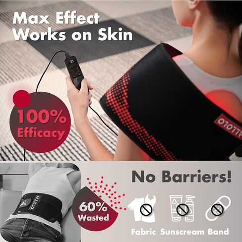 ALLOLO Red Light Therapy Belt, 39"*7.7" Large Area with 180pcs 3-in-1 LEDs 660nm & 850nm Infrared Red Light Therapy for Body, Adjustable & Portable Therapy Wrap for Shoulder Waist Belly Joint(Corded) in Saudi Arabia