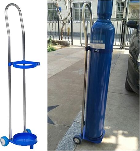 Stainless Steel Rolling Cylinder Cart, Lightweight Gas Cylinder Fixed Rack with 2 Silent Swivel Casters, Indoor & Outdoor Cylinder Dolly for Labs/Home（with Wheels-31.5 in Hight） in Saudi Arabia