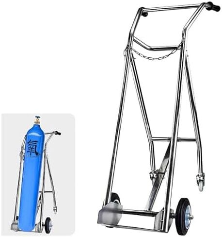 عربة خزان الأكسجين قابلة للطي مع عجلات، رف تخزين محمول للاستخدام في المختبرات المنزلية في المستشفى، رف خزان الأسيتيلين ثاني أكسيد الكربون المتدحرج الآمن in Kuwait