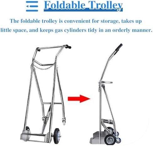 عربة خزان الأكسجين قابلة للطي مع عجلات، رف تخزين محمول للاستخدام في المختبرات المنزلية في المستشفى، رف خزان الأسيتيلين ثاني أكسيد الكربون المتدحرج الآمن in Kuwait