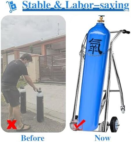 عربة خزان الأكسجين قابلة للطي مع عجلات، رف تخزين محمول للاستخدام في المختبرات المنزلية في المستشفى، رف خزان الأسيتيلين ثاني أكسيد الكربون المتدحرج الآمن in Kuwait