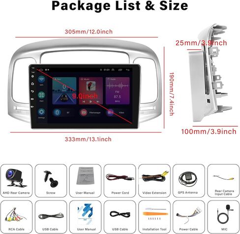 2+32G Android Car Stereo لـ Hyundai Accent Solaris Verna Reina 2010-2016 مع Apple Carplay Android Auto Mirror Link Change Threat 9 Inch Touch Screen in Kuwait