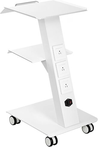 Lab Trolley, Rolling Lab Cart with Built-in Socket, 3-Layer Metal Mobile Trolley, Tray Rolling Clinic Cart with Swivel Wheels, 220 lbs Weight Capacity, for Lab, Clinic, Beauty and Salon in Saudi Arabia