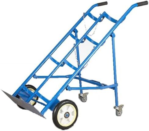 Heavy Duty Foldable Dual Cylinder Trolley Cart on Wheels - Steel Holder for Hospital, Factory, Laboratory Use - 100cm Height, Lightweight & Portable with Easy Maneuverability in Saudi Arabia
