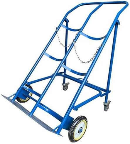 Heavy Duty Foldable Dual Cylinder Trolley Cart on Wheels - Steel Holder for Hospital, Factory, Laboratory Use - 100cm Height, Portable & Durable for Easy Transport in Saudi Arabia