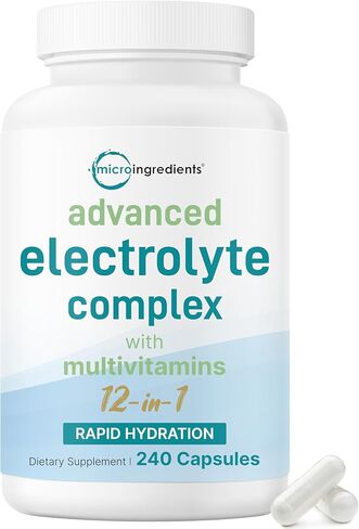 كبسولات مركب إلكتروليت متقدمة للترطيب، 240 قرصًا - حبوب ملح مع ملح الهيمالايا الوردي والصوديوم والبوتاسيوم والمغنيسيوم - أقراص إلكتروليت خالية من السكر مع فيتامين د3 وب1 والزنك in Saudi Arabia