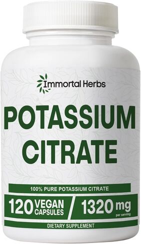 مكمل سيترات البوتاسيوم 1320 مجم، مسحوق عالي الامتصاص، 120 كبسولة نباتية، مكملات بوتاسيوم غير معدلة وراثيًا وخالية من الغلوتين للنساء والرجال in Kuwait