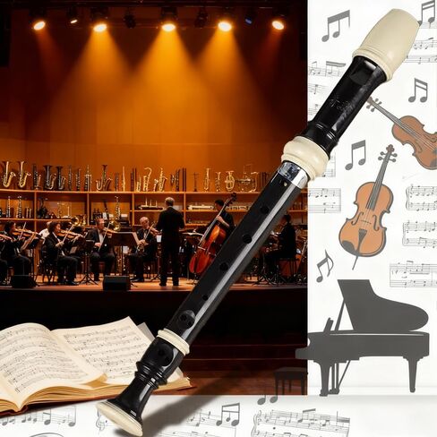 Soprano Natural Vertical Flute 8-Hole Instrument for Beginners, Flute with Cleaning Rod & acking Bag for Education & Entertainment - Black in Saudi Arabia