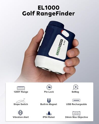 Golf Range Finder with Slope - 1200 Yards Range Finder Golf, 6X Magnification Golf Range Finder Magnetic with Flag Pole Locking Vibration, Rechargeable Golf Accessories for Men in Kuwait