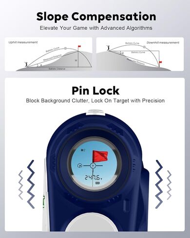 Golf Range Finder with Slope - 1200 Yards Range Finder Golf, 6X Magnification Golf Range Finder Magnetic with Flag Pole Locking Vibration, Rechargeable Golf Accessories for Men in Kuwait